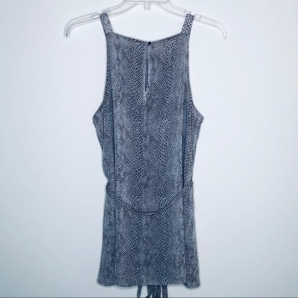 BANANA REPUBLIC | Tan Taupe Snakeskin Square Neck Sleeveless Tie Top Blouse - Picture 4 of 6